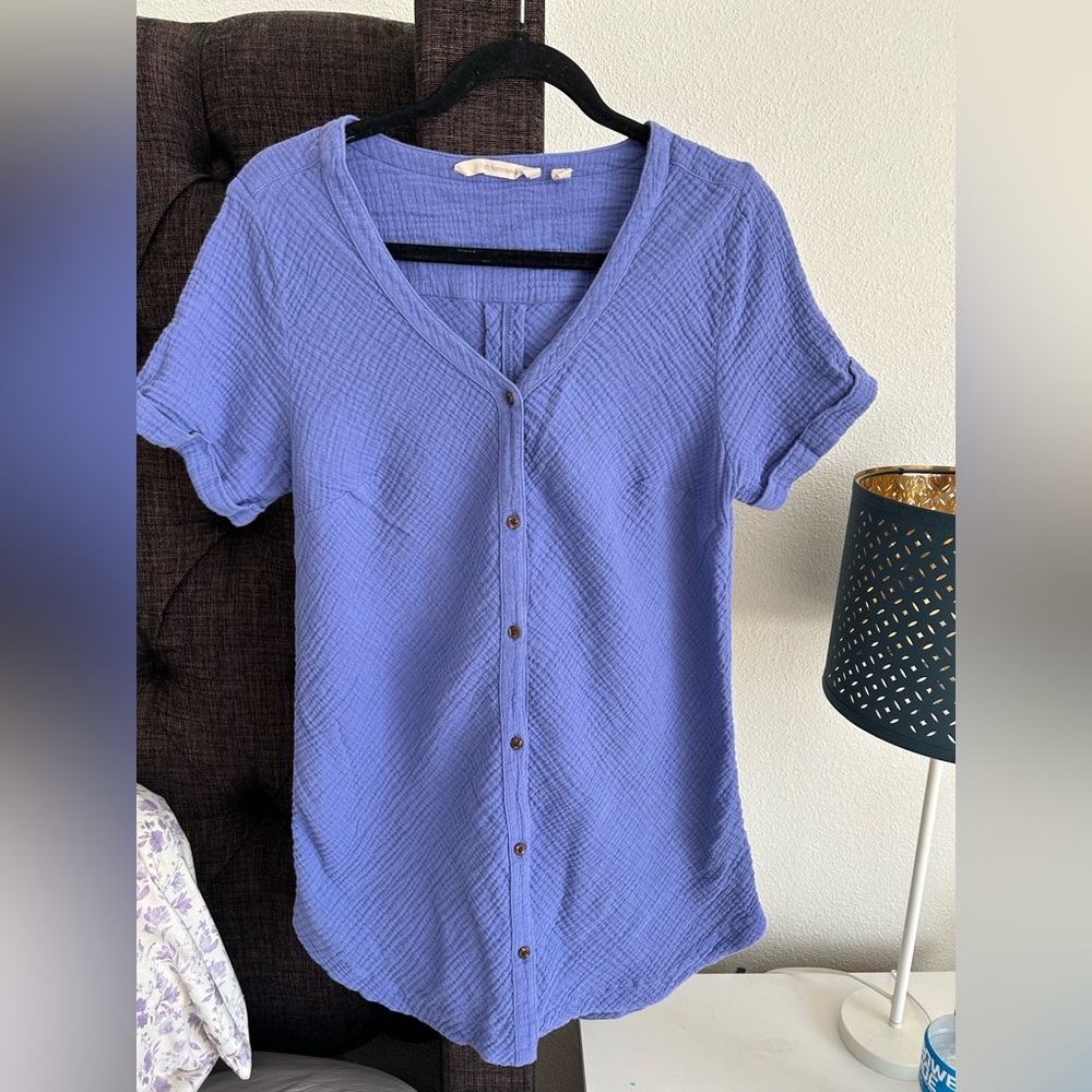 Soft Surroundings Periwinkle Button-Down Shirt